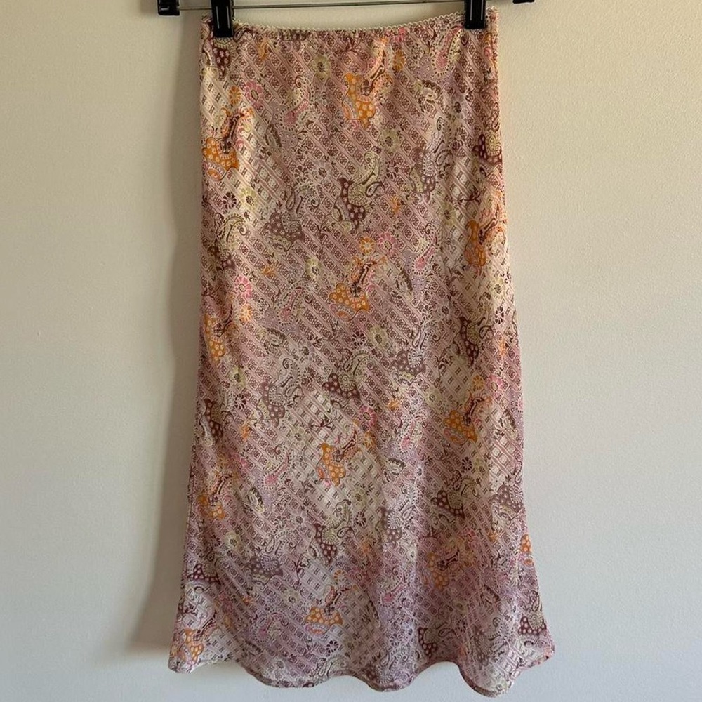 Purple-y pink boho paisley midi skirt